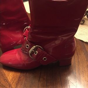 Franco sarto red shiny boots